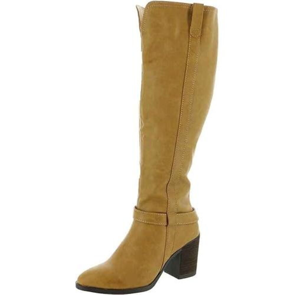 MIA Womens Yellow Elastic Pull Tabs Hamilton Almond Toe Block Heel Boots 8 M
